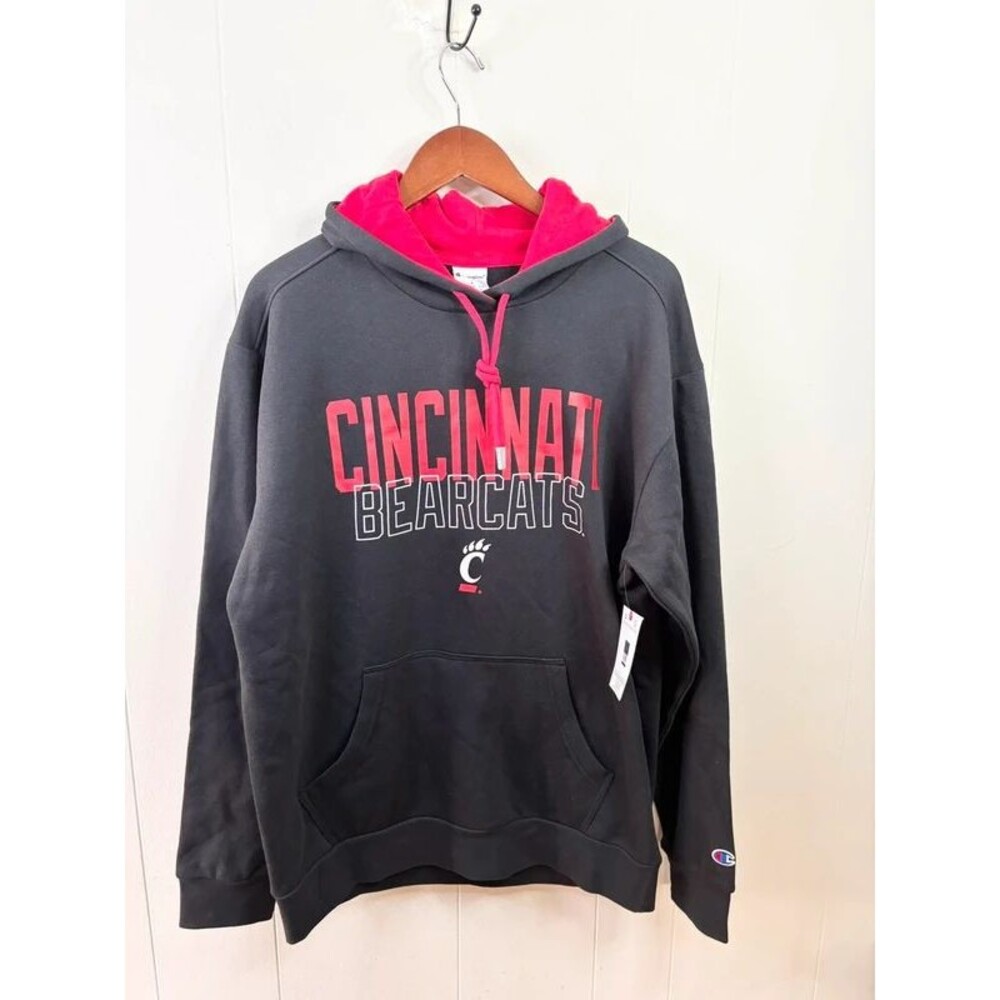 Champion Cincinnati Bearcats Pullover Hoodie black red sweatshirt L men’s new